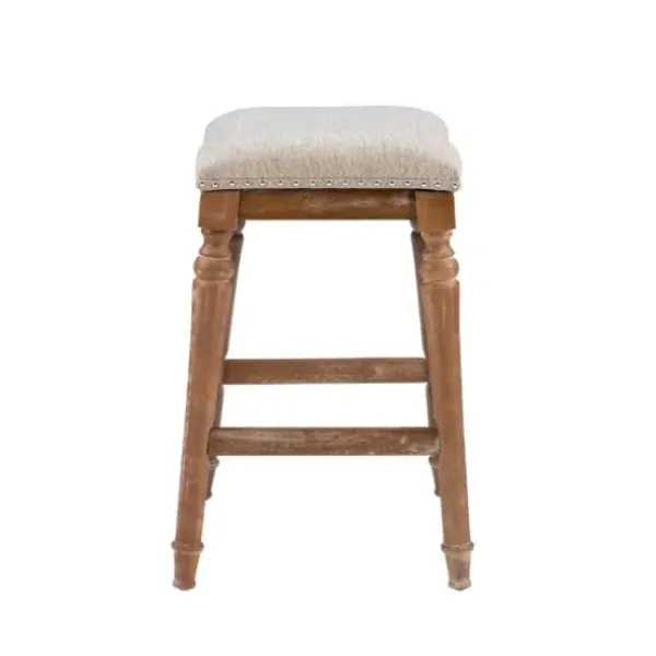 Bar Stools & Counter Height Stools-Kirkland's Home Hazelnut Upholstered Curved Seat Counter Stool Gray