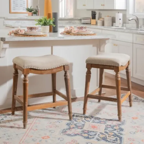 Bar Stools & Counter Height Stools-Kirkland's Home Hazelnut Upholstered Curved Seat Counter Stool Gray