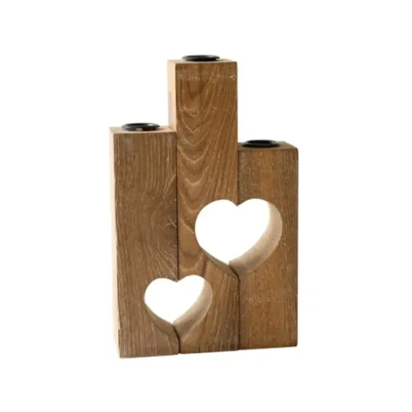 Candle Holders-Kirkland's Home Heart Cutout Wood Taper Candle Holders, Set Of 3 Brown