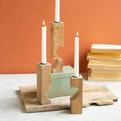 Candle Holders-Kirkland's Home Heart Cutout Wood Taper Candle Holders, Set Of 3 Brown