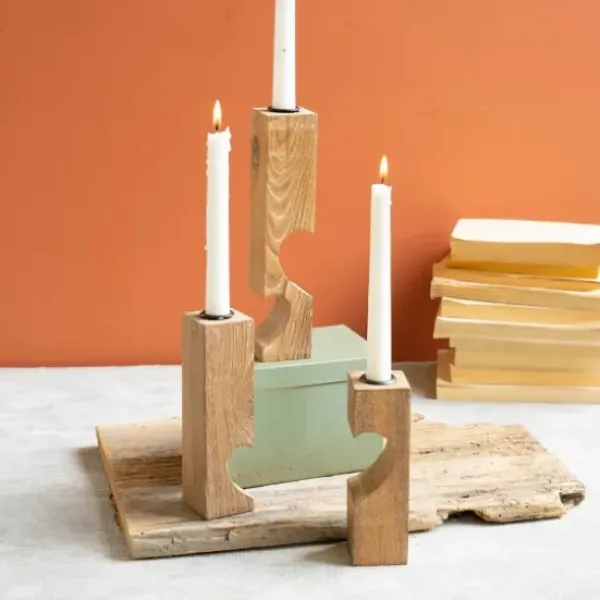 Candle Holders-Kirkland's Home Heart Cutout Wood Taper Candle Holders, Set Of 3 Brown