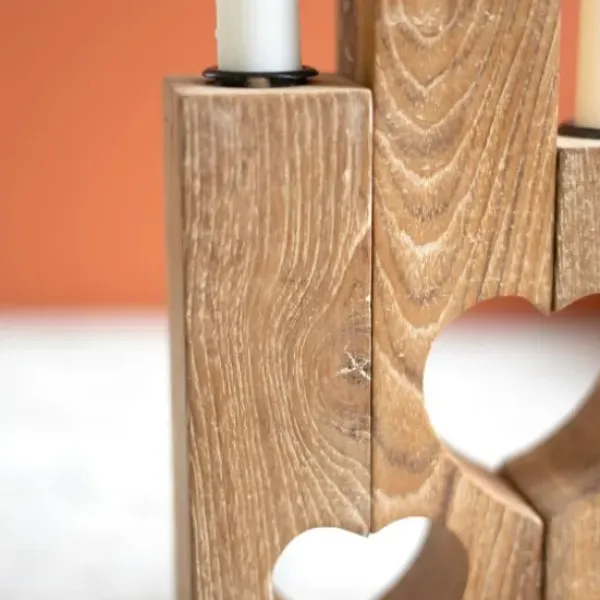 Candle Holders-Kirkland's Home Heart Cutout Wood Taper Candle Holders, Set Of 3 Brown