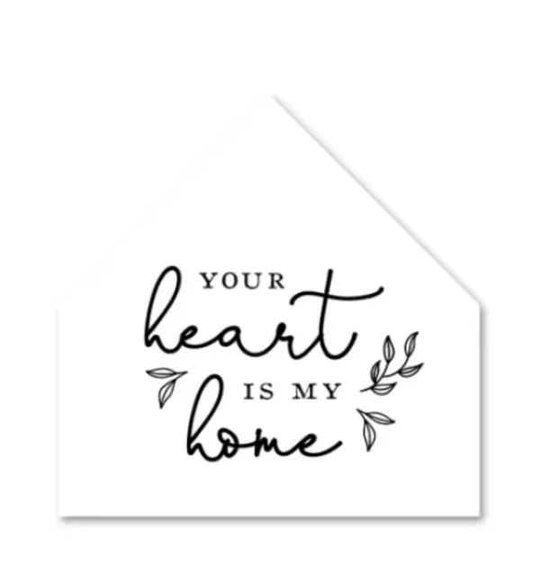Wall Quotes & Signs-Kirkland's Home Heart Is Home House Shaped Canvas Art Print White/Black