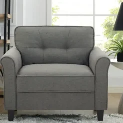 Accent Chairs-Kirkland's Home Heather Rolled Arms Accent Chair Gray