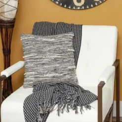 Pillows-Kirkland's Home Heathered Knots Throw Pillow Black/White