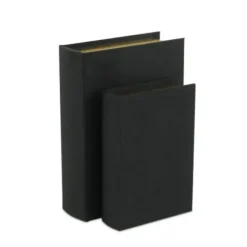 Baskets & Boxes-Kirkland's Home Heathered Linen Book Boxes, Set Of 2 Black