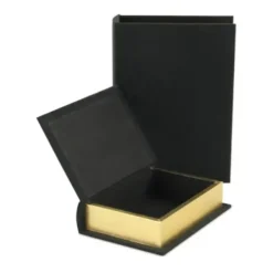Baskets & Boxes-Kirkland's Home Heathered Linen Book Boxes, Set Of 2 Black