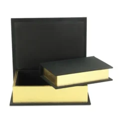 Baskets & Boxes-Kirkland's Home Heathered Linen Book Boxes, Set Of 2 Black
