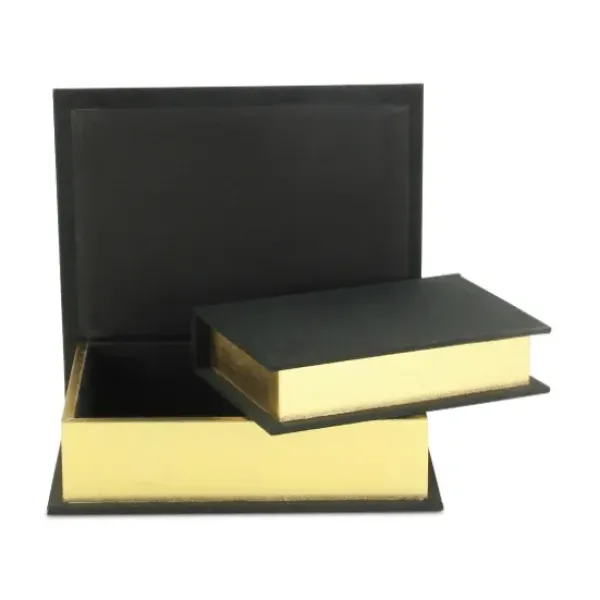 Baskets & Boxes-Kirkland's Home Heathered Linen Book Boxes, Set Of 2 Black