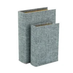 Baskets & Boxes-Kirkland's Home Heathered Linen Book Boxes, Set Of 2 Blue