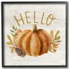 Wall Quotes & Signs-Kirkland's Home Hello Pumpkin Wood Framed Giclee Art Print Gray/Orange