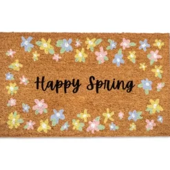 Doormats-Kirkland's Home Hello Spring Flower Truck Coir Doormat Tan/Blue/Pink