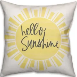 Pillows-Kirkland's Home Hello Sunshine Pillow Black/Yellow/Ivory