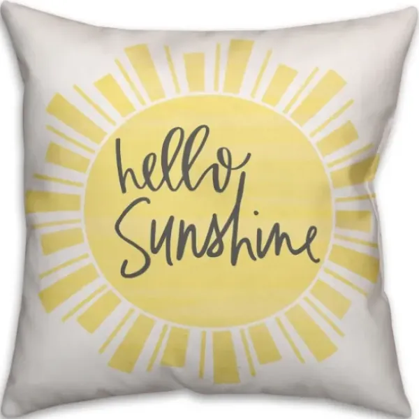 Pillows-Kirkland's Home Hello Sunshine Pillow Black/Yellow/Ivory