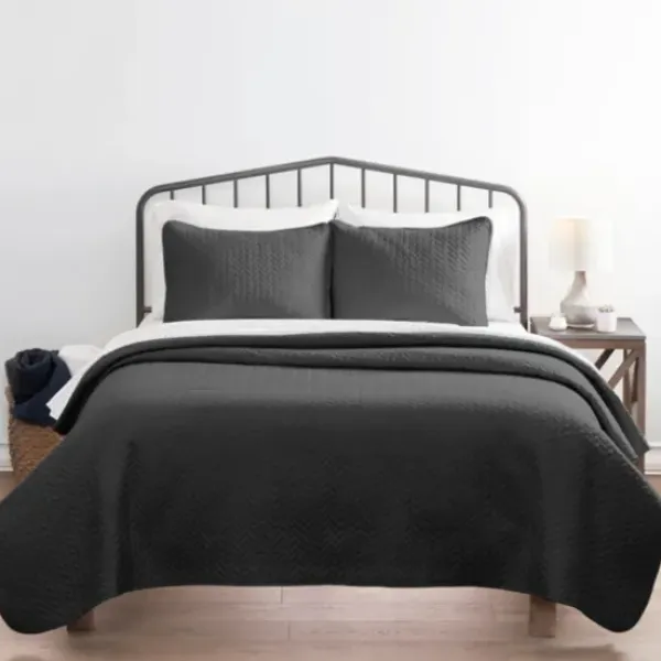 Bedspreads & Coverlets-Kirkland's Home Herring Quilted 3-Pc. King Coverlet Set Gray