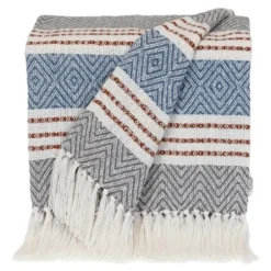 Blankets & Throws-Kirkland's Home Herringbone Multi Striped Throw Brown
