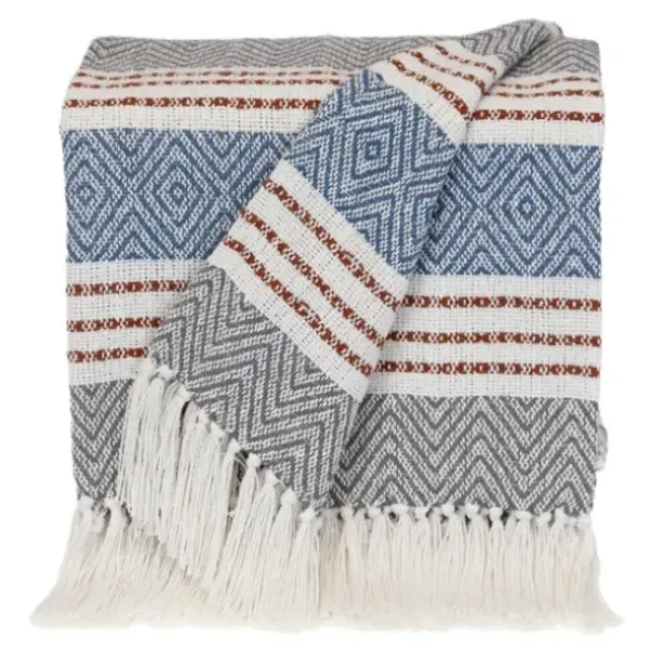 Blankets & Throws-Kirkland's Home Herringbone Multi Striped Throw Brown