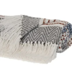 Blankets & Throws-Kirkland's Home Herringbone Multi Striped Throw Brown