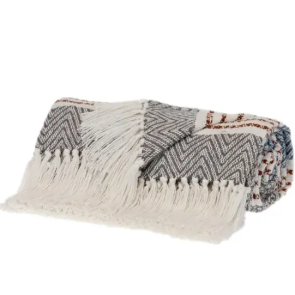 Blankets & Throws-Kirkland's Home Herringbone Multi Striped Throw Brown