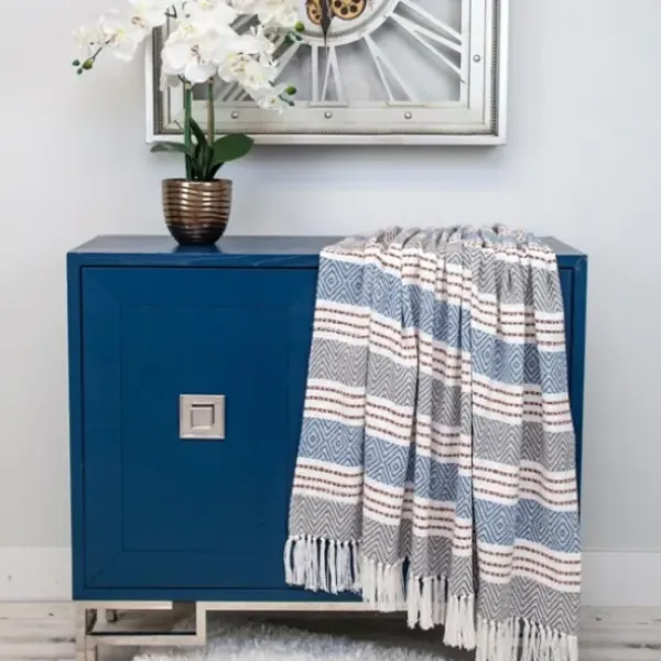Blankets & Throws-Kirkland's Home Herringbone Multi Striped Throw Brown