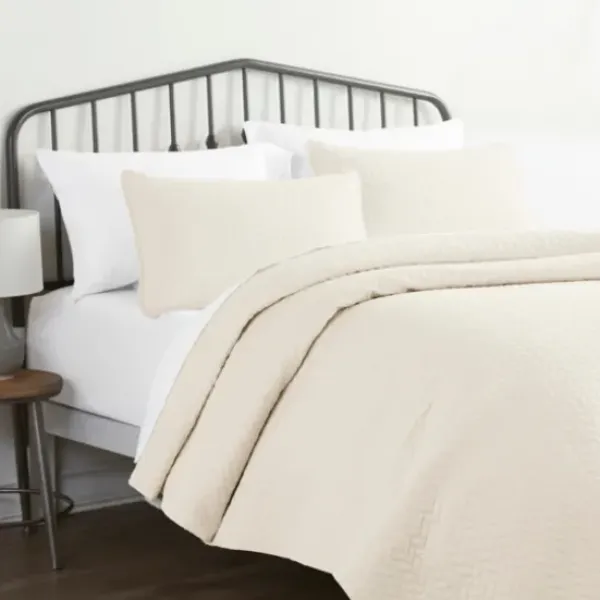 Bedspreads & Coverlets-Kirkland's Home Herringbone Quilted 3-Pc. King Coverlet Set Ivory