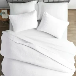 Bedspreads & Coverlets-Kirkland's Home Herringbone Quilted 3-Pc. Queen Coverlet Set White