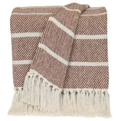 Blankets & Throws-Kirkland's Home Herringbone Striped Throw Brown