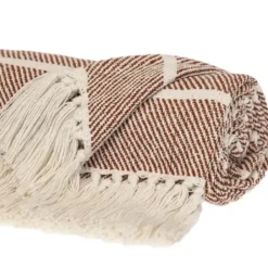 Blankets & Throws-Kirkland's Home Herringbone Striped Throw Brown