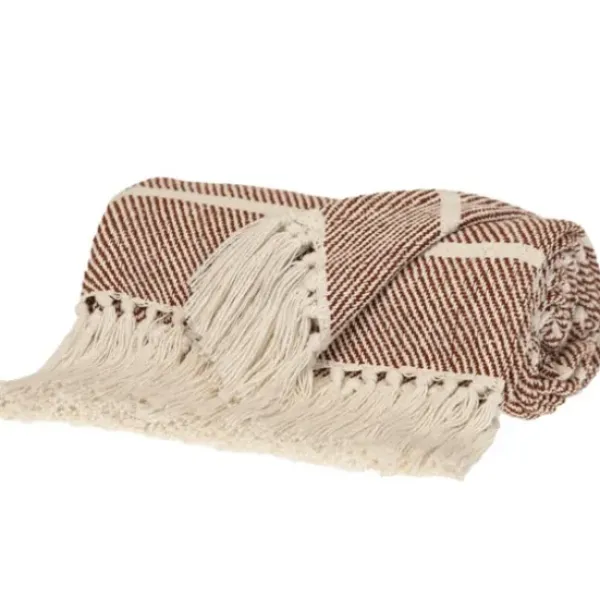 Blankets & Throws-Kirkland's Home Herringbone Striped Throw Brown