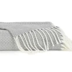Blankets & Throws-Kirkland's Home Herringbone Throw With Fringe Gray