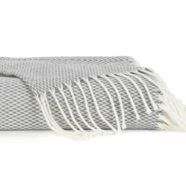 Blankets & Throws-Kirkland's Home Herringbone Throw With Fringe Gray