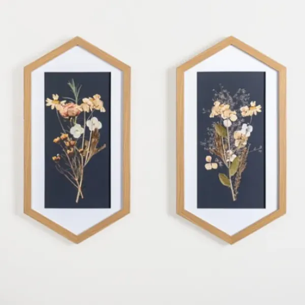 Framed Art-Kirkland's Home Hexagon Floral Framed Art Prints, Set Of 2 Blue