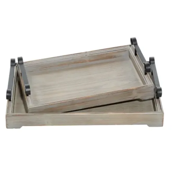 Decorative Trays-Kirkland's Home Hexagon Large Print 2-Pc. Tray Set Gold