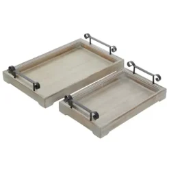Decorative Trays-Kirkland's Home Hexagon Large Print 2-Pc. Tray Set Gold