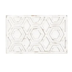 Wall Plaques-Kirkland's Home Hexagon White Wood Plaque White/Tan