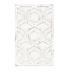 Wall Plaques-Kirkland's Home Hexagon White Wood Plaque White/Tan