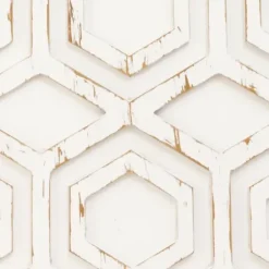 Wall Plaques-Kirkland's Home Hexagon White Wood Plaque White/Tan