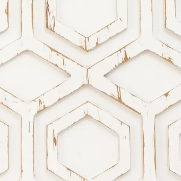 Wall Plaques-Kirkland's Home Hexagon White Wood Plaque White/Tan