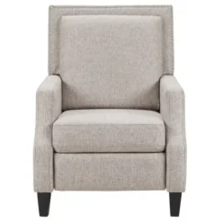 Accent Chairs-Kirkland's Home High Back Nail Head Trim Upholstered Recliner Gray