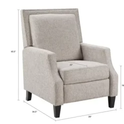 Accent Chairs-Kirkland's Home High Back Nail Head Trim Upholstered Recliner Gray