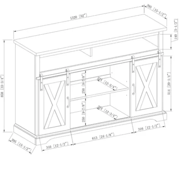 Tv Stands & Media Consoles-Kirkland's Home Highboy Sliding Barn Door Media Cabinet White