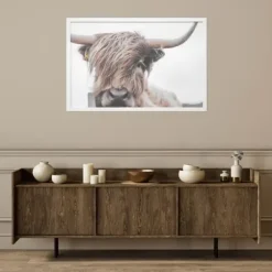 Framed Art-Kirkland's Home Highland Cow Framed Art Print Brown/White