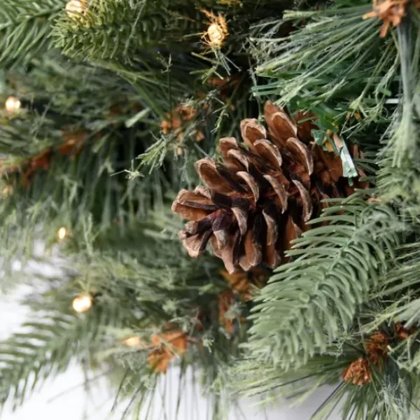 Wreaths-Kirkland's Home Holiday Pine Needle Cabin Pre-Lit Wreath Green/Brown