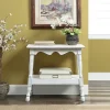 Accent & End Tables-Kirkland's Home Hollie Cream Slant Leg Scallop Edge Side Table Ivory