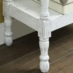 Accent & End Tables-Kirkland's Home Hollie Cream Slant Leg Scallop Edge Side Table Ivory