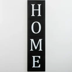Wall Plaques-Kirkland's Home Home Black Metal Vertical Wall Plaque Black/White