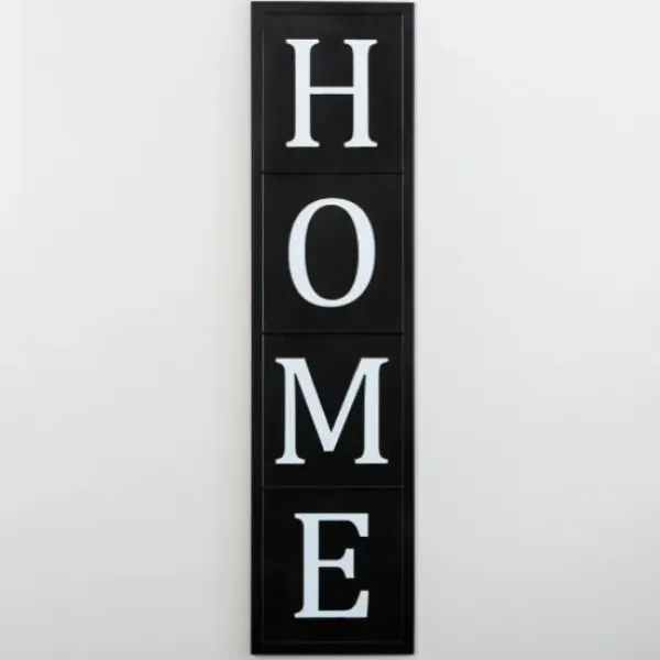 Wall Plaques-Kirkland's Home Home Black Metal Vertical Wall Plaque Black/White