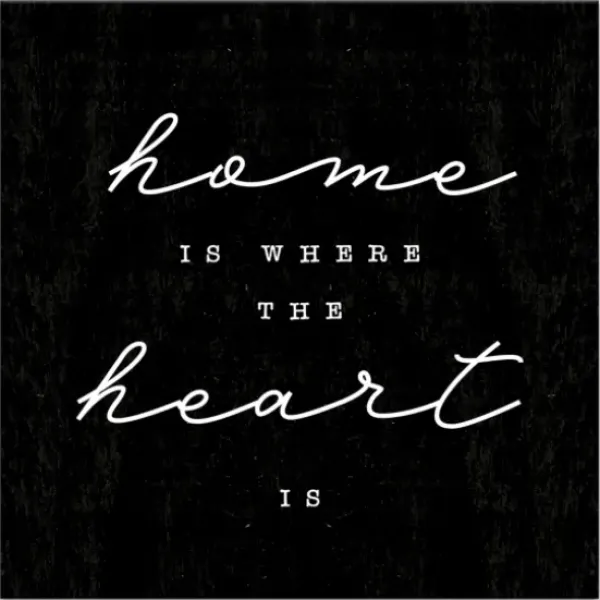 Wall Quotes & Signs-Kirkland's Home Home Is Where The Heart Is Canvas Wall Plaque Black/White