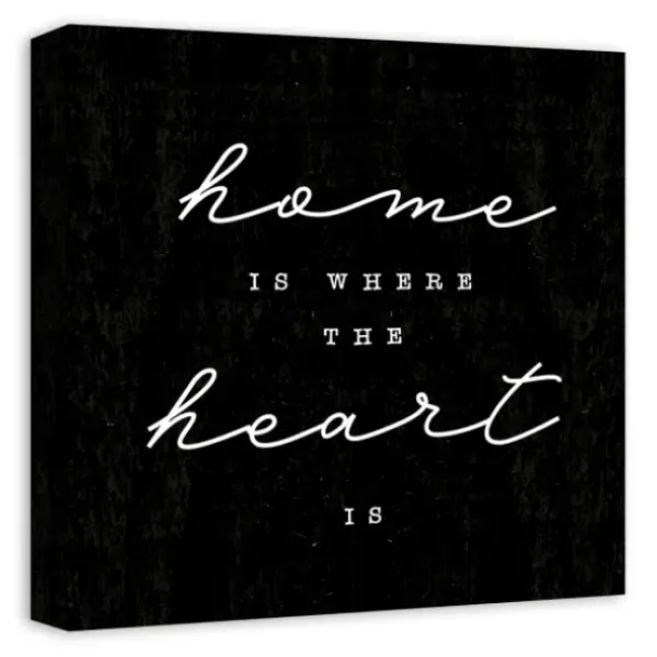 Wall Quotes & Signs-Kirkland's Home Home Is Where The Heart Is Canvas Wall Plaque Black/White