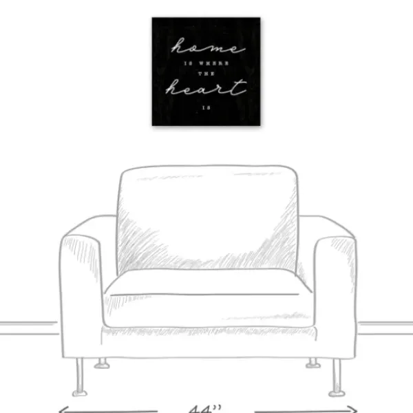 Wall Quotes & Signs-Kirkland's Home Home Is Where The Heart Is Canvas Wall Plaque Black/White
